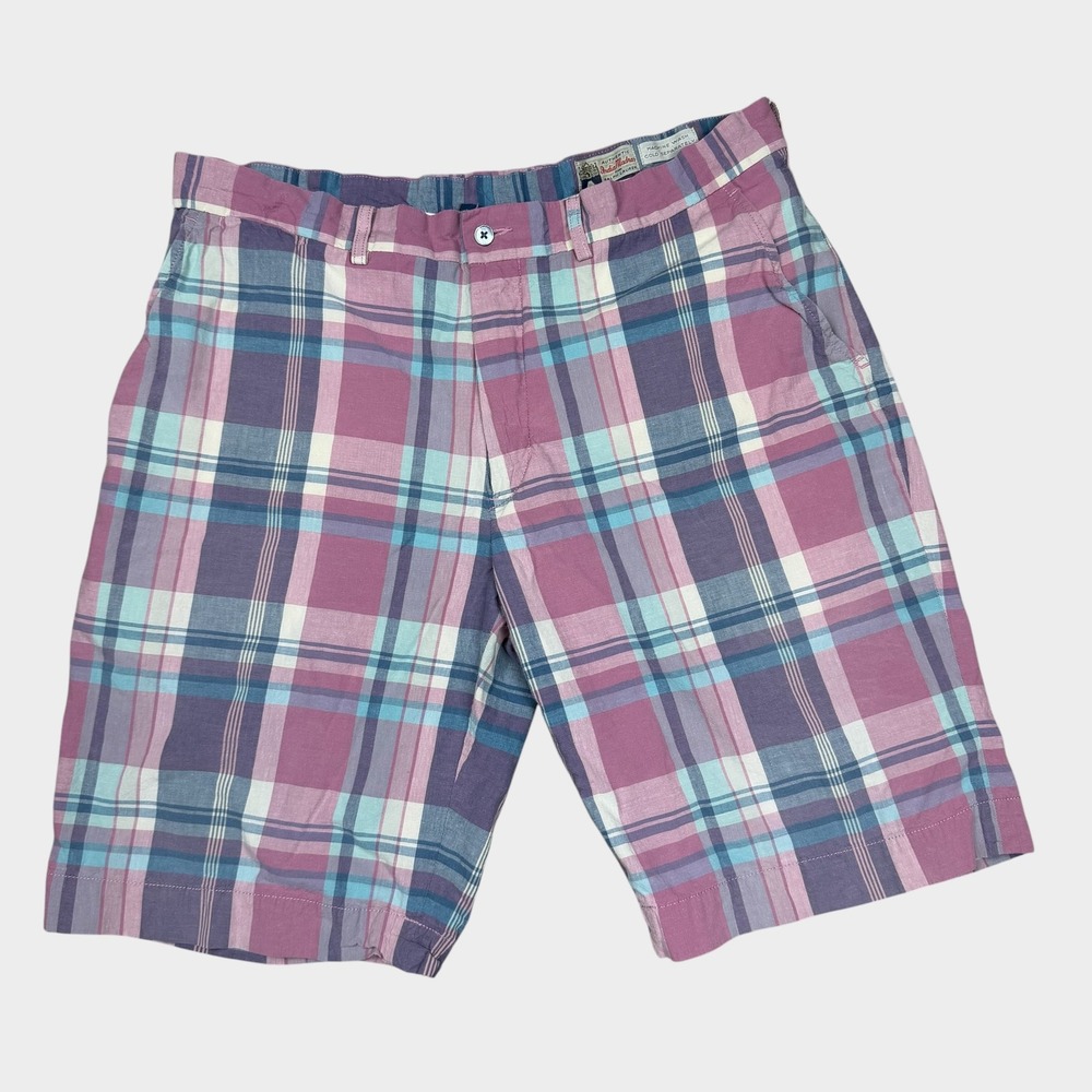 Polo Ralph Lauren Bradbury Fit India Madras Plaid Cinch Back Shorts Mens 38